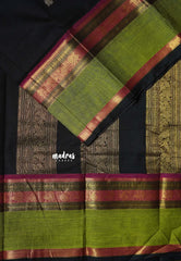 Rich Black - Korvai Silk Cotton Annam Buttas with Rich Pallu - Best for Wedding Functions