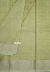 Pastel Green - Kushboo - Banarasi Kota Tissue Silk Zari Checks with Zari Border