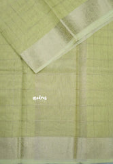 Pastel Green - Kushboo - Banarasi Kota Tissue Silk Zari Checks with Zari Border