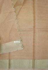 Melon Peach - Kushboo - Banarasi Kota Tissue Silk Zari Checks with Zari Border