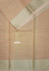 Melon Peach - Kushboo - Banarasi Kota Tissue Silk Zari Checks with Zari Border