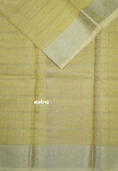 Pastel Yellow- Kushboo - Banarasi Kota Tissue Silk Zari Checks with Zari Border