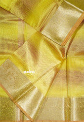 Dual shade Yellow  - Kushboo -  Banarasi Tissue silk saree with tissue border