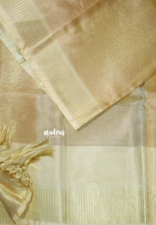 Elegant Gold Bloom  - Kushboo -  Banarasi Tissue silk saree Dualshade