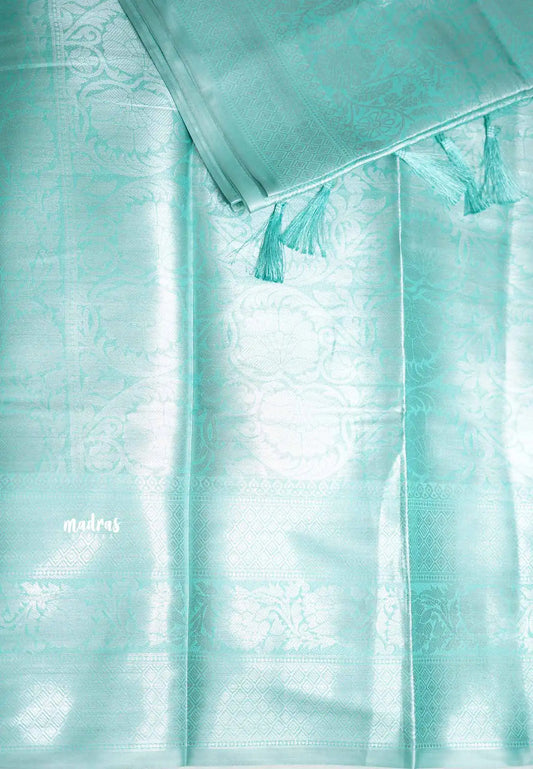 Mild Aqua blue - Kushboo tissue silk self weaving body