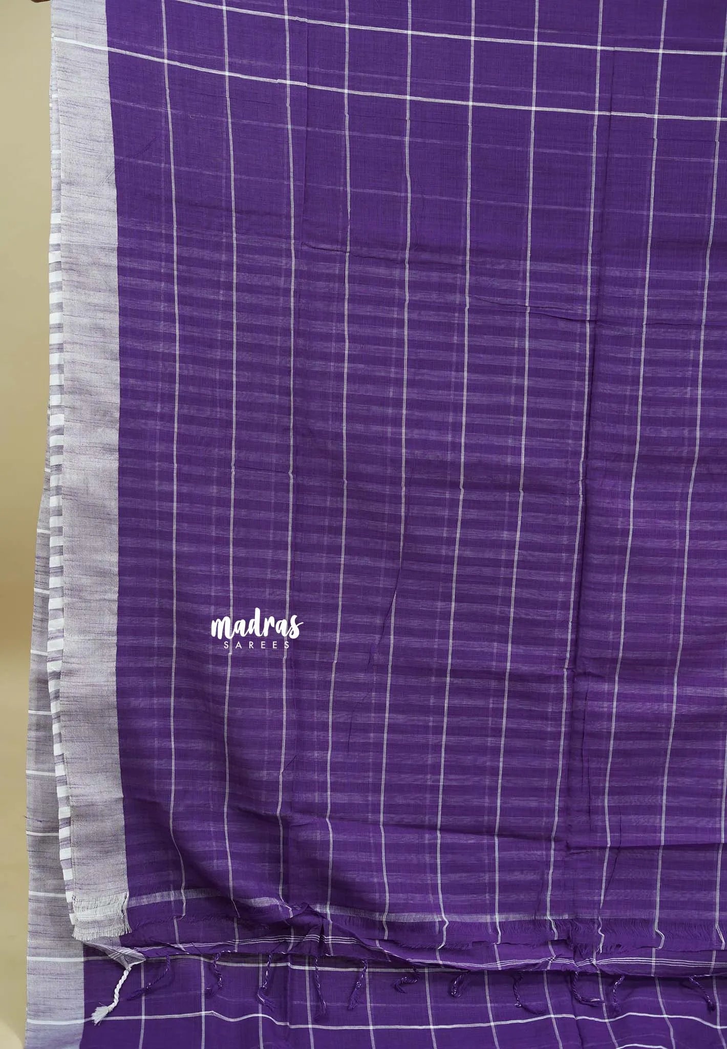 Lavender Purple - Andrea - Premium Khadi cotton checks both with skirt border