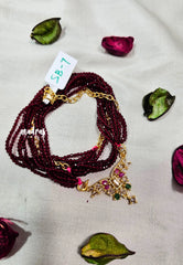 Premium 1 Gram Gold polish Trendy Stylish Crystal Layered Long Chain - Maroon
