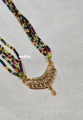 Premium 1 Gram Gold polish Trendy Stylish Layered Long Chain with Beads - Multicolor