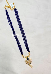Premium 1 Gram Gold polish Trendy Stylish Crystal Layered Long Chain - Violet