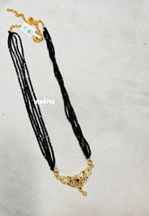 Premium 1 Gram Gold polish Trendy Stylish Crystal Layered Long Chain - Black
