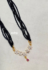 Premium 1 Gram Gold polish Trendy Stylish Crystal Layered Long Chain - Midnight Navy Blue