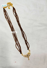 Premium 1 Gram Gold polish Trendy Stylish Layered Long Chain with Beads - Brown
