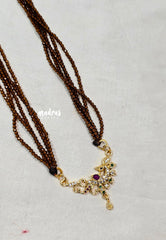 Premium 1 Gram Gold polish Trendy Stylish Layered Long Chain with Beads - Brown