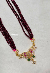 Premium 1 Gram Gold polish Trendy Stylish Crystal Layered Long Chain - Maroon