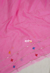 Rose Pink - Leela soft Khadi with Hand-Embroidery and Sequin Work Design Border - Perfect for Office Wear