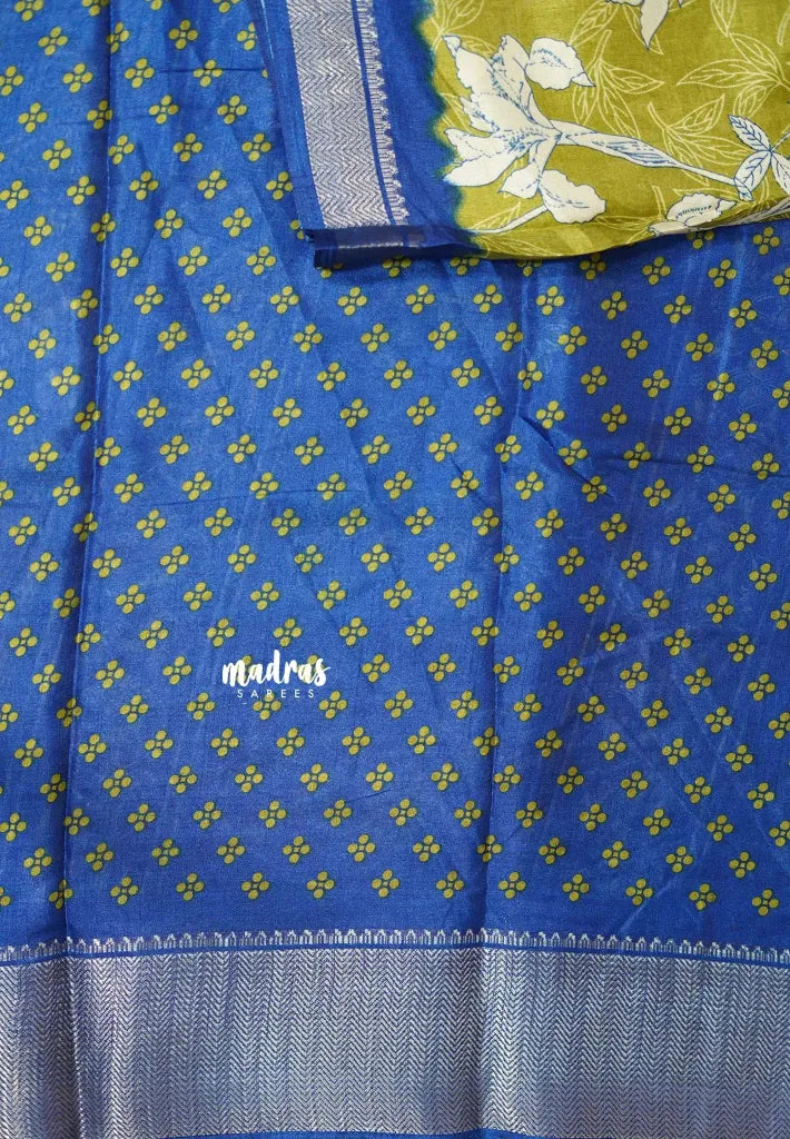 Sap Green - Light weight Vasundra printed silk with floral prints