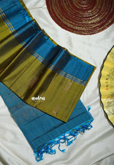 Olive Green - Kumudavalli - Light Weight Kanchivaram Wedding Bridal Silk Saree Zari Weaving Body with Skirt Border - Perfect for Wedding Functions