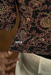 Ebony Black - Stretchable Fabric = Stress-Free Fit ✨ Lycra Cotton Readymade Kalamkari printed Blouse – Perfect Fit Comfort