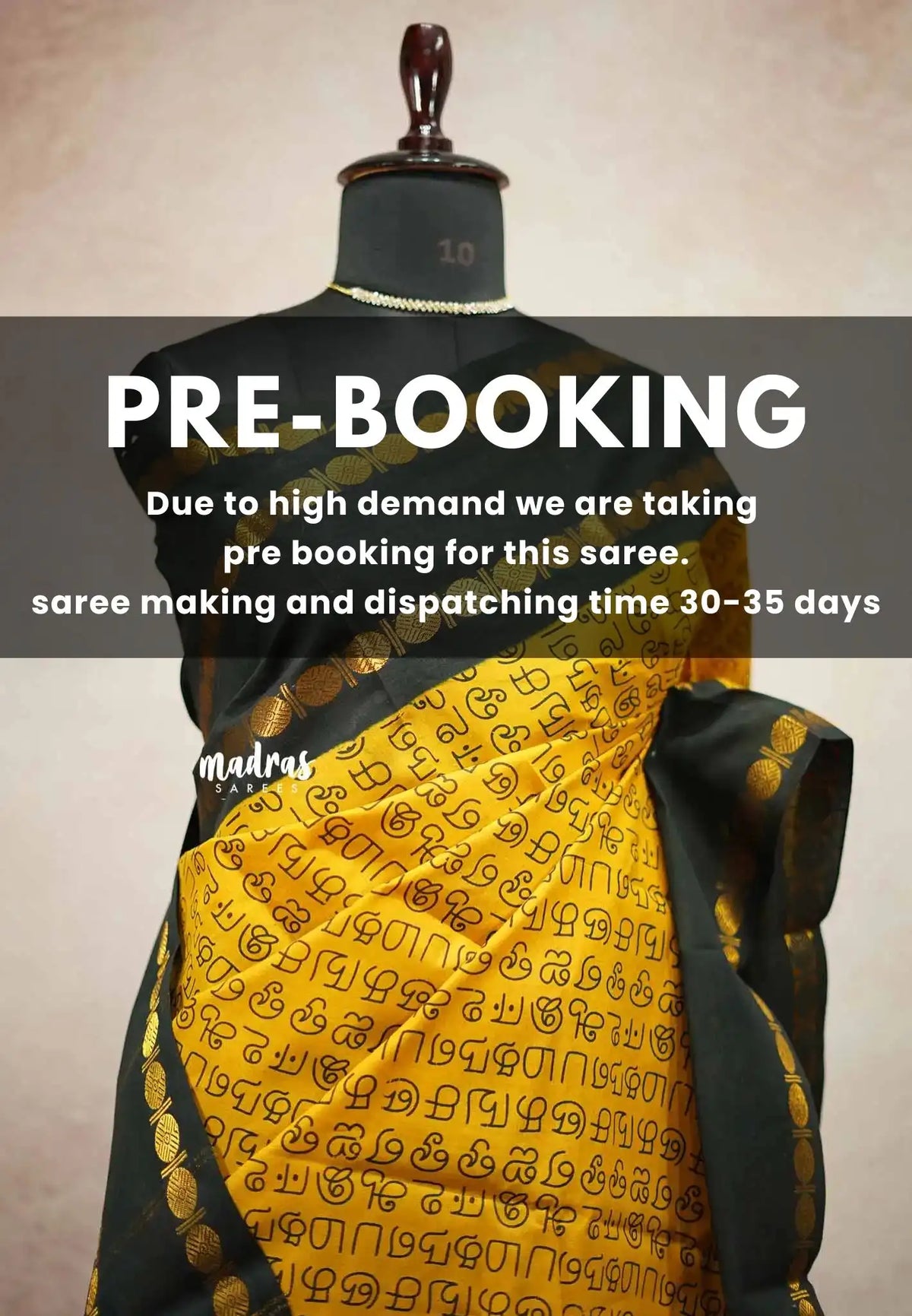 (PRE-BOOKING) Mozhi - Sungudi cotton with tamil letters rettapet rudraksham border - Yellow with Dark green