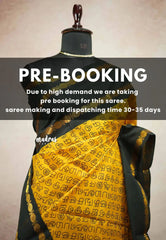 (PRE-BOOKING) Mozhi - Sungudi cotton with tamil letters rettapet rudraksham border - Yellow with Dark green