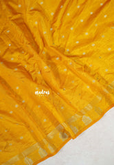 Mango Yellow - Raaga - Lightweight Semi tussar saree with small floral border with buttas - Best for Small Functions