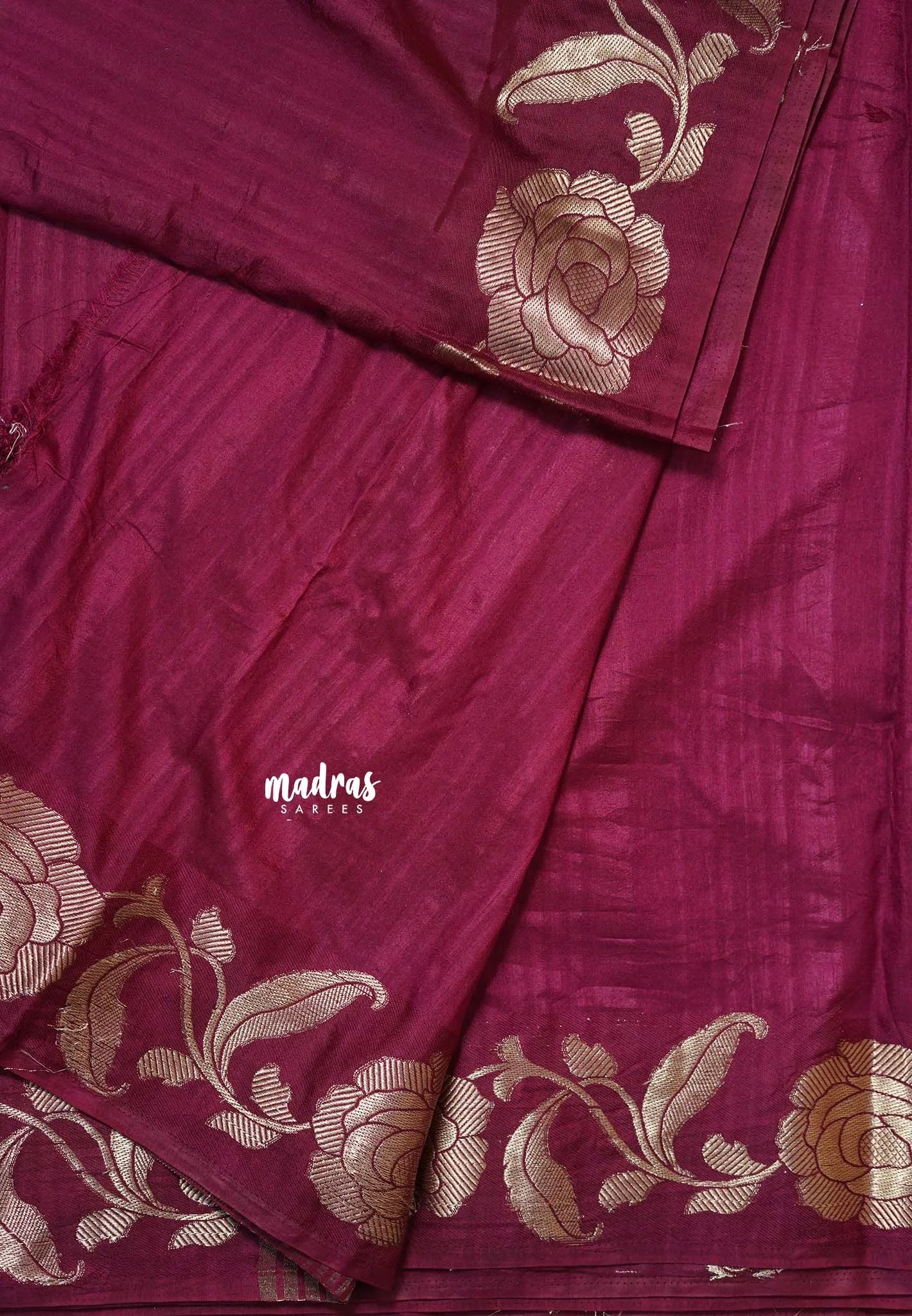 Winered - Madhuram - Soft Matka silk with grooves body and floral border