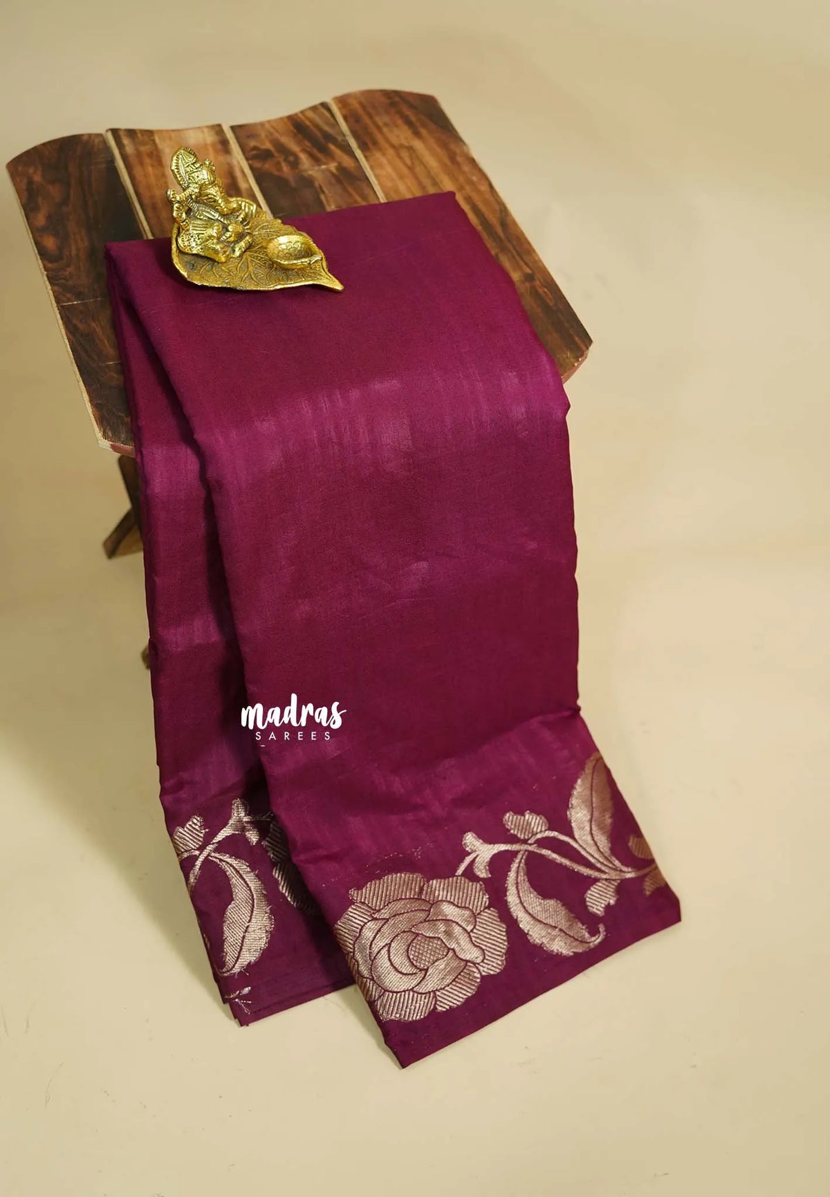Winered - Madhuram - Soft Matka silk with grooves body and floral border