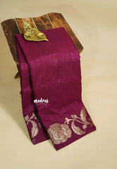 Winered - Madhuram - Soft Matka silk with grooves body and floral border