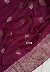 Wine Purple - Madhuram - Soft Matka Silk Floral Weaving with Rich Border and Pallu - Best for Diwali Festive