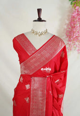 Spicy Red - Madhuram - Soft Matka Silk Floral Weaving with Rich Border and Pallu - Best for Diwali Festive