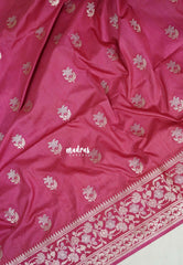 Rose Pink - Madhuram - Soft Matka Silk Floral Weaving with Floral Border and Pallu - Best for Diwali Festive