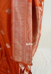 Rust Orange - Madhuram - Soft Matka Silk Floral Weaving with Rich Border and Pallu - Best for Diwali Festive