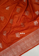 Rust Orange - Madhuram - Soft Matka Silk Floral Weaving with Rich Border and Pallu - Best for Diwali Festive