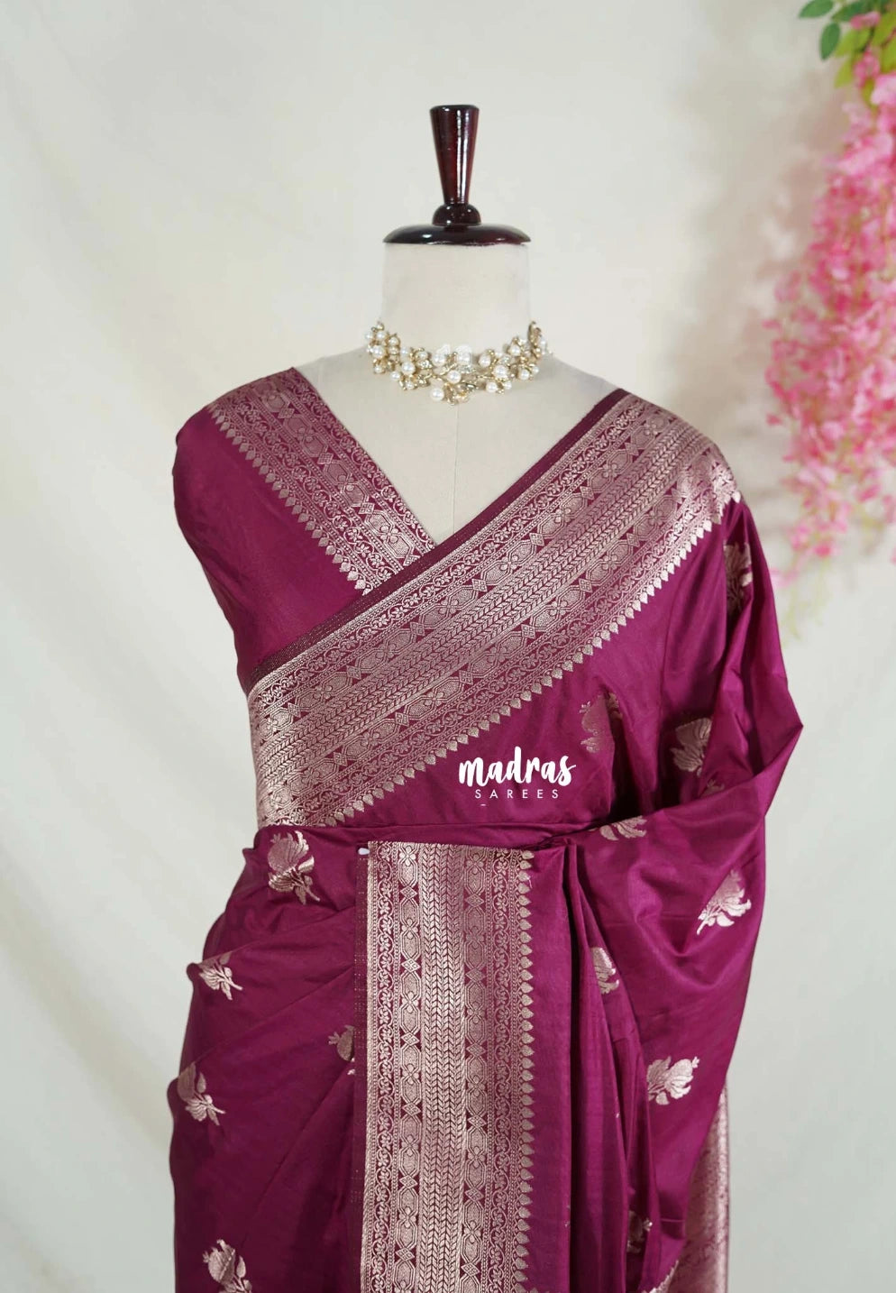Wine Purple - Madhuram - Soft Matka Silk Floral Weaving with Rich Border and Pallu - Best for Diwali Festive