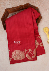 Majestic Maroon - Madhuram - Soft Matka silk with grooves body and floral border