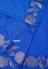 Royal Blue - Madhuram - Soft Matka silk with grooves body and floral border