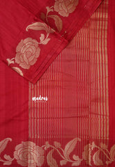 Majestic Maroon - Madhuram - Soft Matka silk with grooves body and floral border
