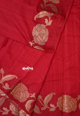 Majestic Maroon - Madhuram - Soft Matka silk with grooves body and floral border
