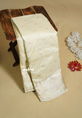 Ivory Cream - Madhuram - Soft Matka silk with grooves body and floral border with buttas