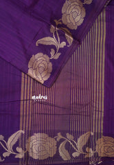 Royal Purple - Madhuram - Soft Matka silk with grooves body and floral border