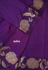 Royal Purple - Madhuram - Soft Matka silk with grooves body and floral border