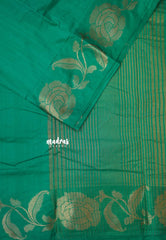 Teal Green - Madhuram - Soft Matka silk with grooves body and floral border