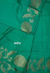 Teal Green - Madhuram - Soft Matka silk with grooves body and floral border