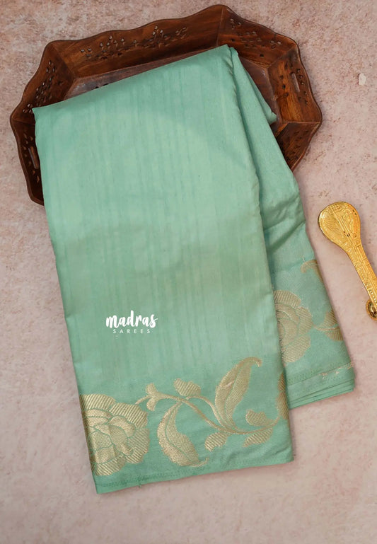 Pista Green - Madhuram - Soft Matka silk with grooves body and floral border