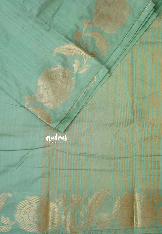 Pista Green - Madhuram - Soft Matka silk with grooves body and floral border