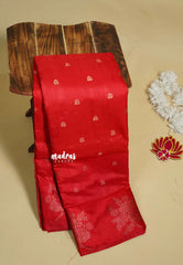 Classic Red - Madhuram - Soft Matka silk with grooves body and floral border with buttas