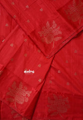 Classic Red - Madhuram - Soft Matka silk with grooves body and floral border with buttas