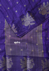 Violet Purple - Madhuram - Soft Matka silk with grooves body and floral border with buttas