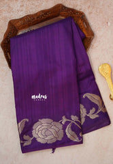 Royal Purple - Madhuram - Soft Matka silk with grooves body and floral border