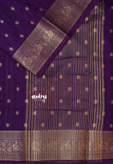 Royal Purple - Madhuram - Soft Matka silk with grooves body and temple peacock border